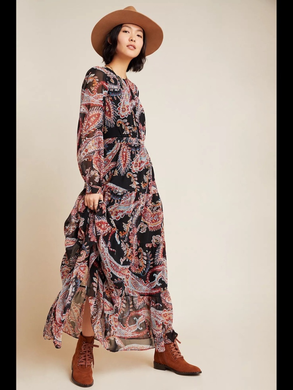 Anthropologie Paisley Long Sleeve Maxi Dress - Picture 2 of 16